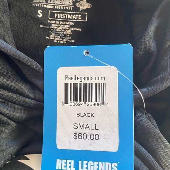 REEL LEGEND Men’s SMALL BLACK Hands Free Hoodie - Picture 4 of 7